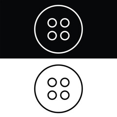 Shirt button Icon Vector, Black and White Version Design

