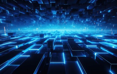 Naklejka premium Binary code futuristic lazer lines and 3d polygon cyberpunk abstract design background