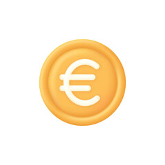 3D Euro coin. Payment icon. Successful transaction. Buy or sell currency online. Currency transaction. Online banking.