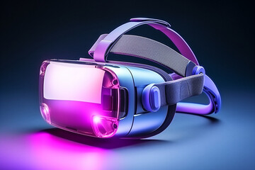 A virtual reality headset combined with AI, creating immersive experiences and simulations, creativity with copy space