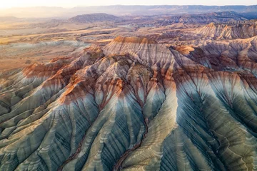 Foto op Canvas Nallihan District in Ankara, Turkey. The Girl Hill Natural Monument (Rainbow Hills) the geological structure with its colorful rainbow tones. Nallihan Bird Sanctuary. © resul