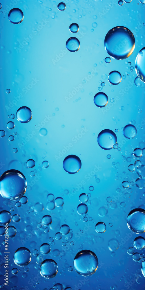 Poster A picture of a bunch of bubbles floating in the water. This image can be used to represent concepts such as purity, tranquility, relaxation, or underwater scenes.