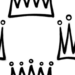 Seamless pattern of sprayed crown with overspray in black over white. Vector illustration template