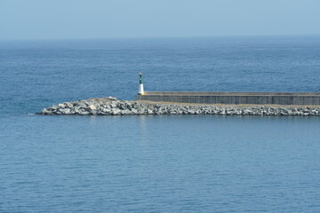 New lighthouse situated on breakwater protecting entrance of port of La Guaira in Venezuela. The...