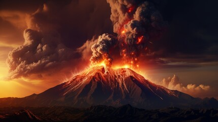 Fototapeta premium volcanic eruption natural phenomenon.