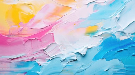Closeup of abstract rough colorful colors painting texture, with oil brushstroke, pallet knife paint on canvas - Art background