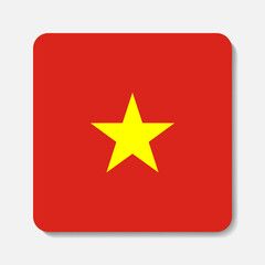 Flag of Vietnam flat icon. Square vector element with shadow underneath.