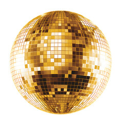 Golden disco mirror ball - obrazy, fototapety, plakaty
