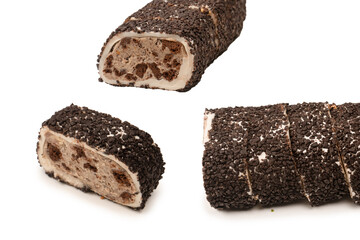 Sweet roll with chocolate and nuts, turkish sweets.