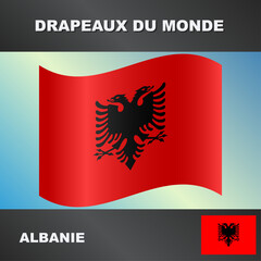 Drapeau ondulé par le vent d'Albanie