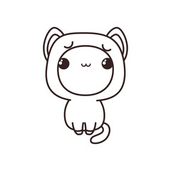 Kawaii cat sitting coloring page