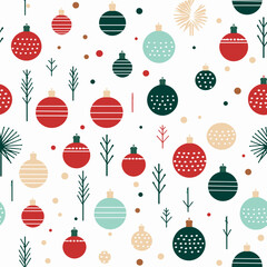 Christmas balls and pine twigs pattern