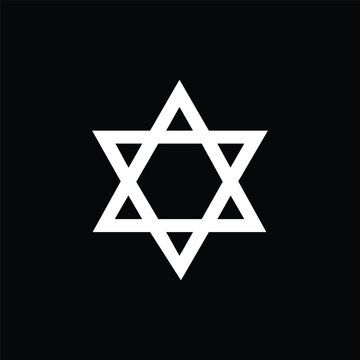 Solomon Hexagram. The Star of David. black background  Magen David. Six-pointed geometric star. State symbol of Israel.
