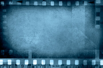 Film negatives blue background - obrazy, fototapety, plakaty