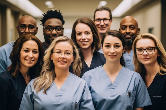 A Diverse Medical Team, Comprised Of Doctors, Nurses, Support Staff From Various Backgrounds, Stands Confidently In A Hospital Room, Symbolizing The Unity And Diversity Of Healthcare Professionals.