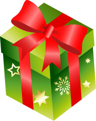 Surprise gift with ribbons and bow. Festive and Christmas gift design