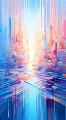 Abstract background with lines and colorful squares