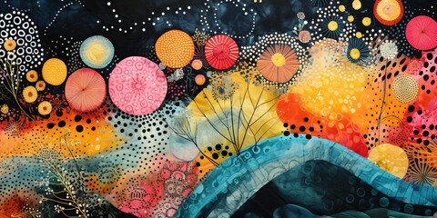 Collage multicolore organique abstrait de différentes textures et patchs de motifs. Idéal comme fond d'écran. IA générative, IA - obrazy, fototapety, plakaty