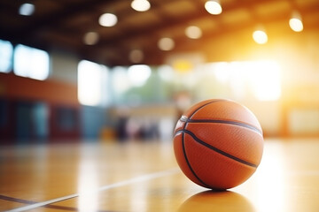 Close-Up of a Basketball on an Empty Court