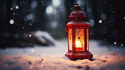 a lantern in the snow