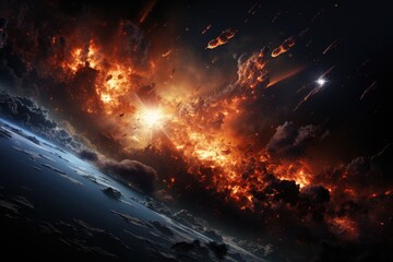 Fototapeta premium Cosmic Armageddon, Judgment Day of Planet Earth