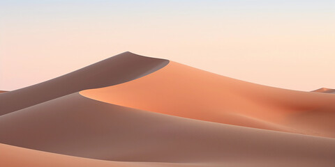 Fototapeta na wymiar Minimalistic Sahara landscape, sand dunes with razor-sharp crests, long focal length for compressed perspective