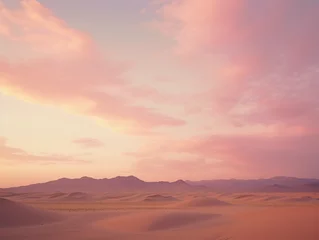 Fotobehang Muted pastel palette of desert sunset, blending sky with sand, soft gradient, romantic and tranquil © Marco Attano