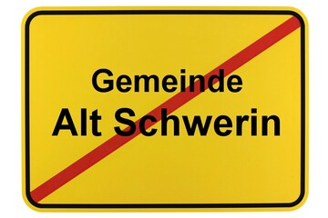 Illustration eines Ortsschildes der Gemeinde Alt Schwerin in Mecklenburg-Vorpommern