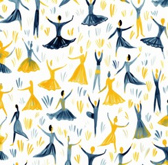 The art of yoga and its intricate hand-drawn representations in a stunning yellow and navy wallpaper theme.