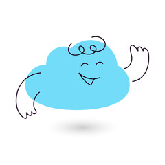 Cloud Cartoon Character Waving Hand