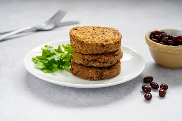 Vegan bean burgers, patties or cakes, healthy alternative food