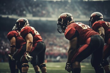 American football players ready for kickoff. - Powered by Adobe