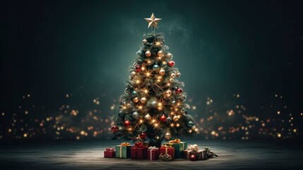 Christmas tree, magical light. Generation AI