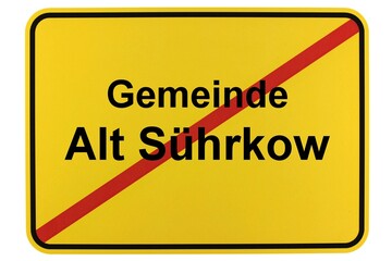Illustration eines Ortsschildes der Gemeinde Alt Sührkow in Mecklenburg-Vorpommern