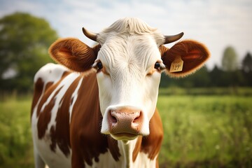 Naklejka na ściany i meble a cow with a tag in its ear