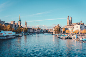 Fototapeta na wymiar View from bridge of Zurich, Switzerland