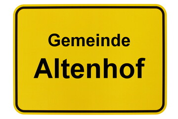 Illustration eines Ortsschildes der Gemeinde Altenhof in Mecklenburg-Vorpommern