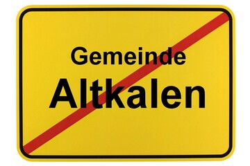 Illustration eines Ortsschildes der Gemeinde Altkalen in Mecklenburg-Vorpommern