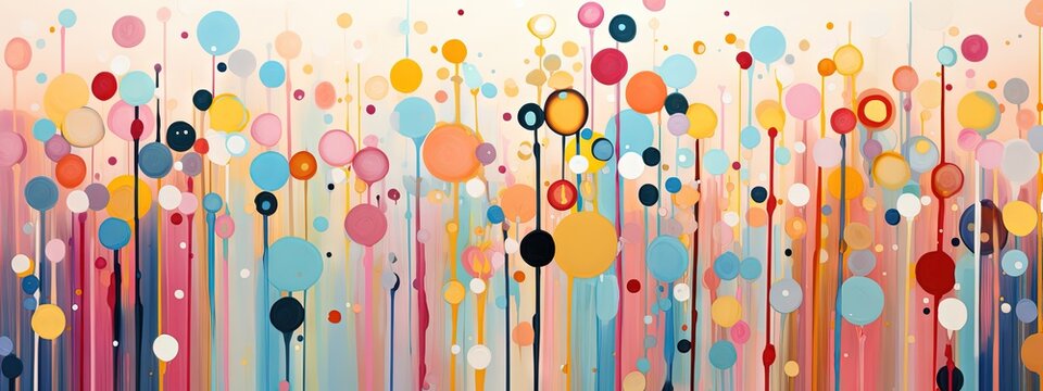 Pois multicolores et dor&eacute;s, terrazzo, doodle, tampons et superpositions num&eacute;riques florales, ray&eacute;, palette de couleurs audacieuses, embl&eacute;matique, g&eacute;om&eacute;trique. IA g&eacute;n&eacute;rative, IA