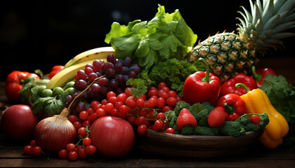 Freshness of nature bounty  healthy eating, organic, vegetarian food, abundance generated by AI