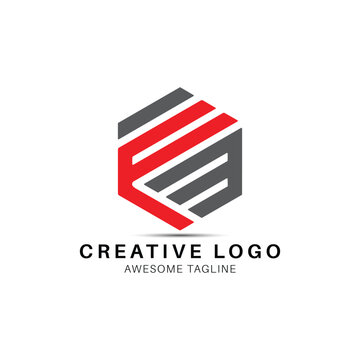 FM or IFM letter creative polygon shape logo design icon