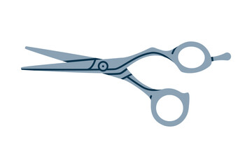 Metal Pair of Scissors as Professional Hairdressing Tool and Accessory for Hairdo Vector Illustration