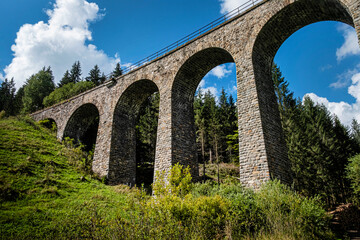 Historic railway viaduct near Telgart in Slovakia - 671224965