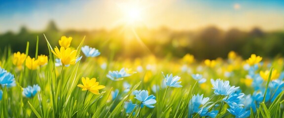 Fototapeta premium wonderful flowers, gras and sunlight