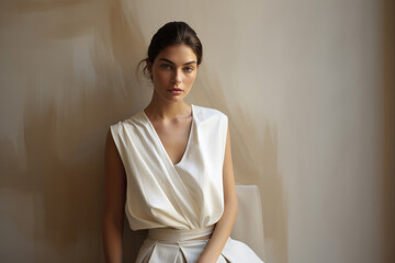 Obraz premium Elegant Fashion Model in Neutral Colors
