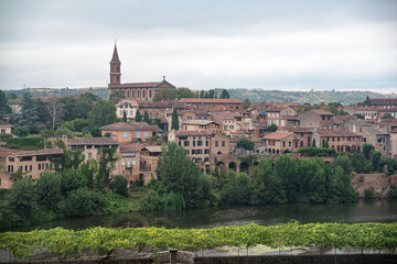 Fototapeta na wymiar Architecture of the city of Albi in France and the river Tarn