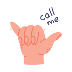 Human Hand Show Call Me Gesture Vector Illustration