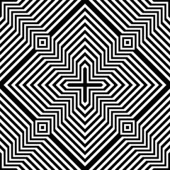 Abstract Seamless Geometric Pattern. Striped Lines Black and White Texture.