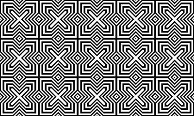 Abstract Seamless Geometric Checked Pattern. Black and White Texture.