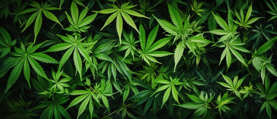 Green marijuana leaves background